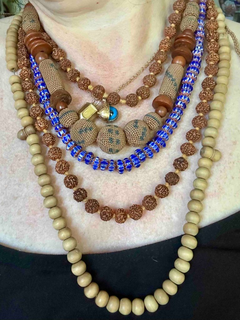 Sandalwood Mala, Thai Handmade Paper/Wood & Rudrashkaseed Necklace Collection